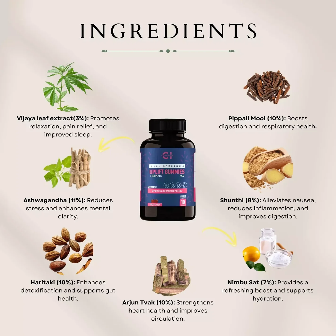 Cannazo India - Uplift Gummies (Full Spectrum+Terpenes) 500mg - Image 5