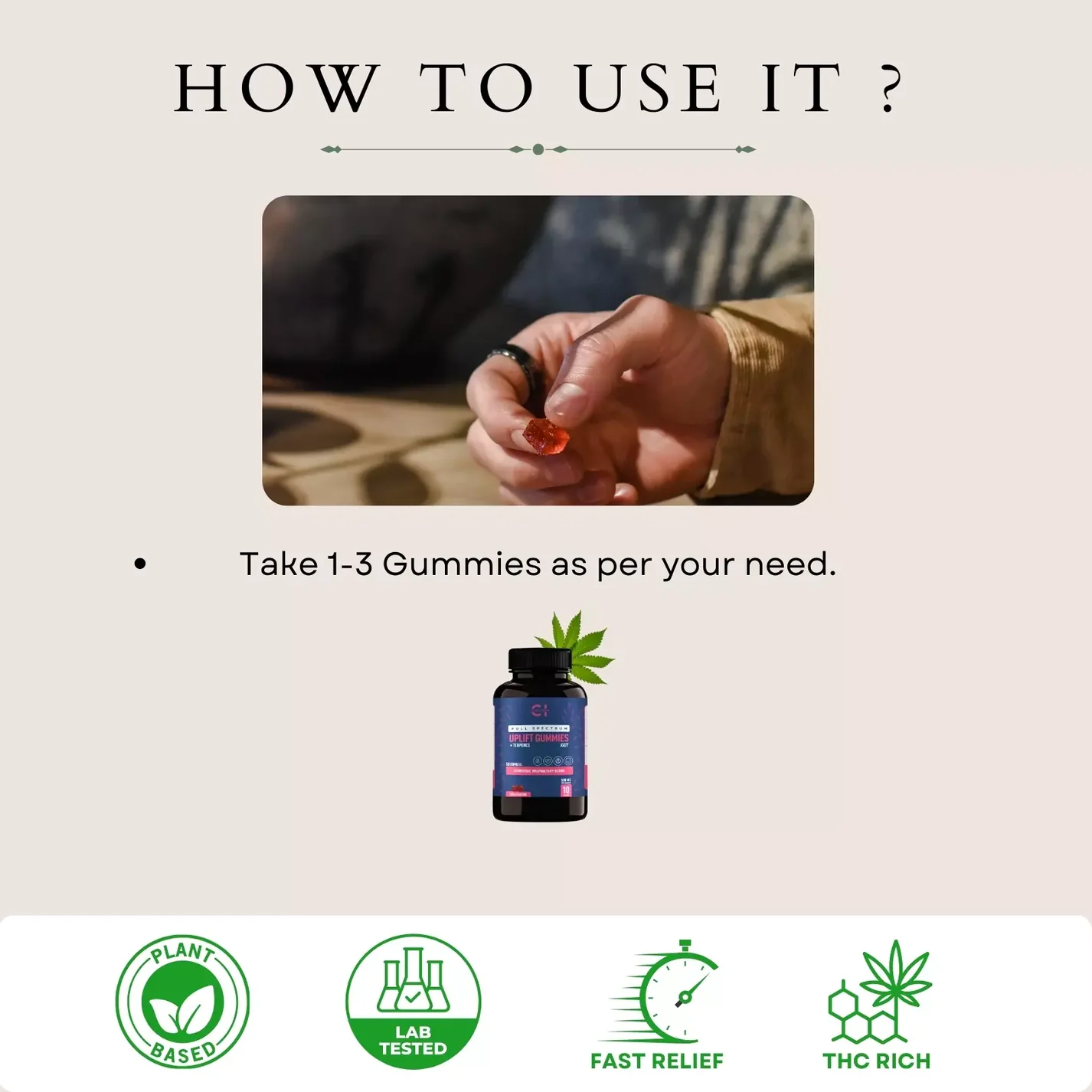 Cannazo India - Uplift Gummies (Full Spectrum+Terpenes) 500mg - Image 3