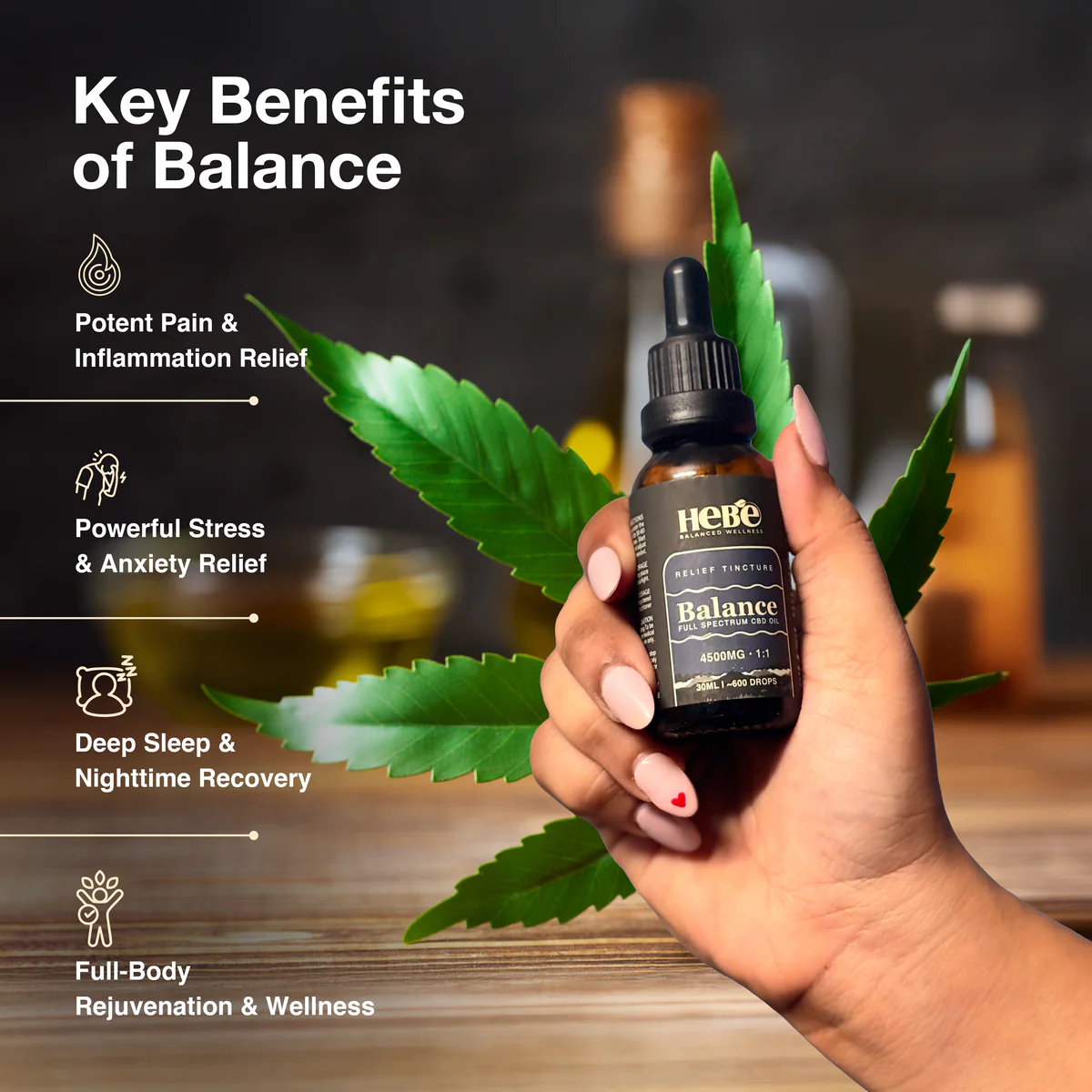 Hebe Balance 1:1 – Full Spectrum CBD:THC Oil – 4500mg (30ml) - Image 2