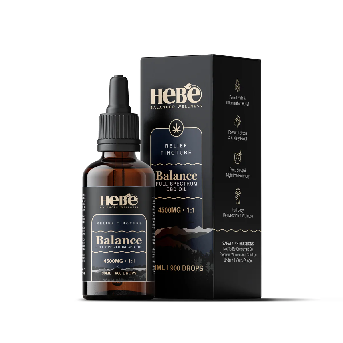 Hebe Balance 1:1 – Full Spectrum CBD:THC Oil – 4500mg (30ml)